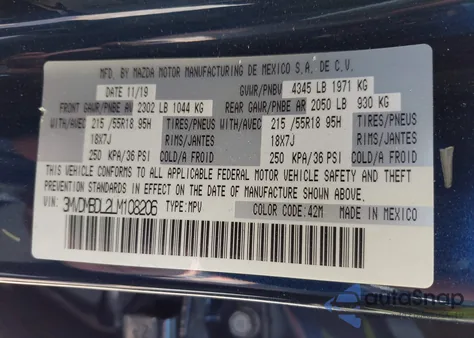 2020 Mazda Cx-30 Preferred Package from USA, damaged, VIN 3MVDMBDL2LM108206